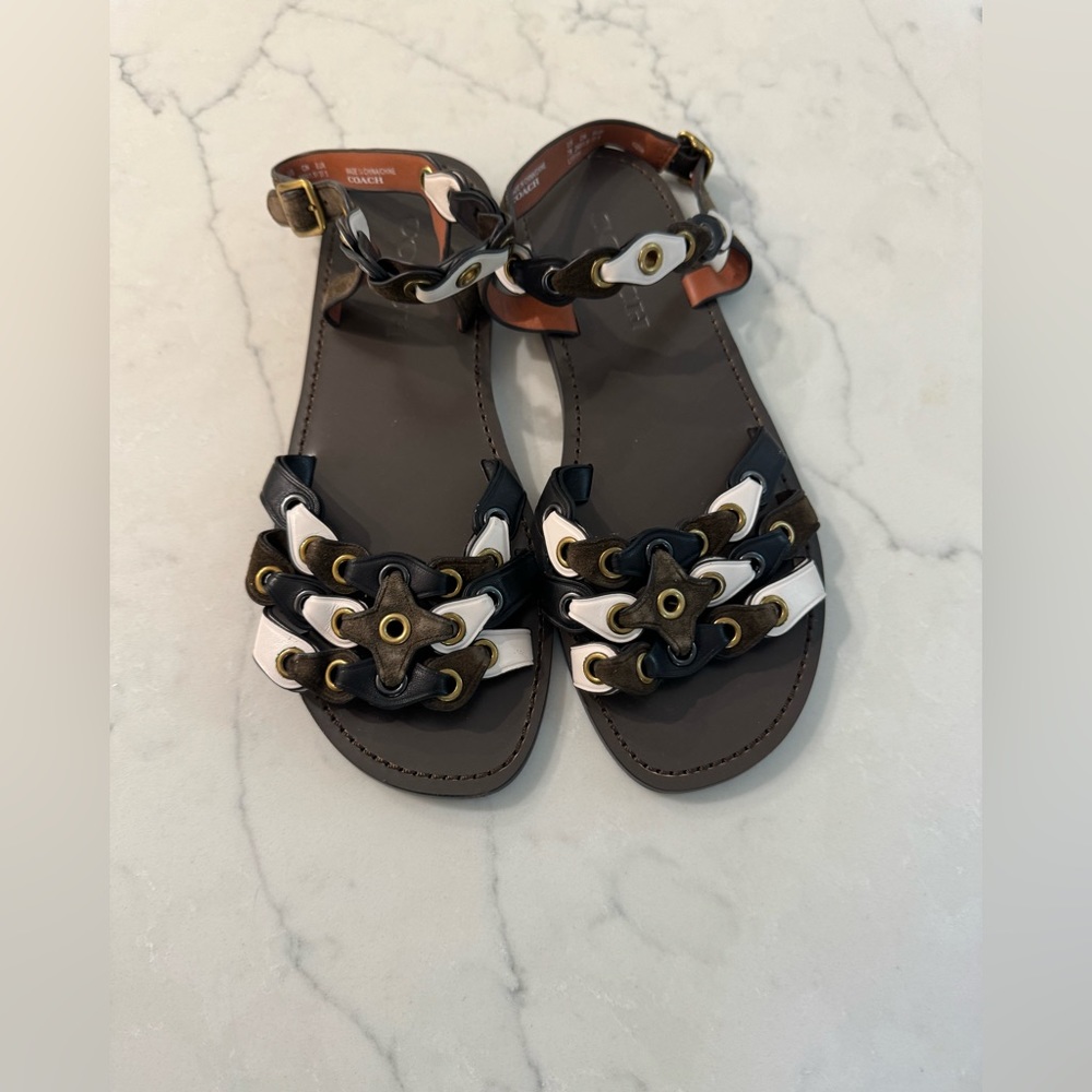 NEW coach size 7 braided leather sandals